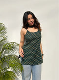 Beutiful dark green sleevless kurti